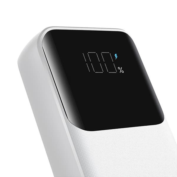 Mini powerbank 10000mAh med indbyggede kabler JR-PBC06 30W hvid