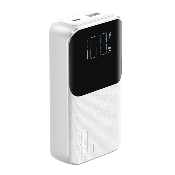 Mini powerbank 10000mAh med indbyggede kabler JR-PBC06 30W hvid