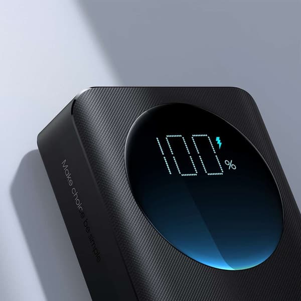 Powerbank med lommelygte 30W 20000mAh + USB-A - USB-C kabel 25cm sort