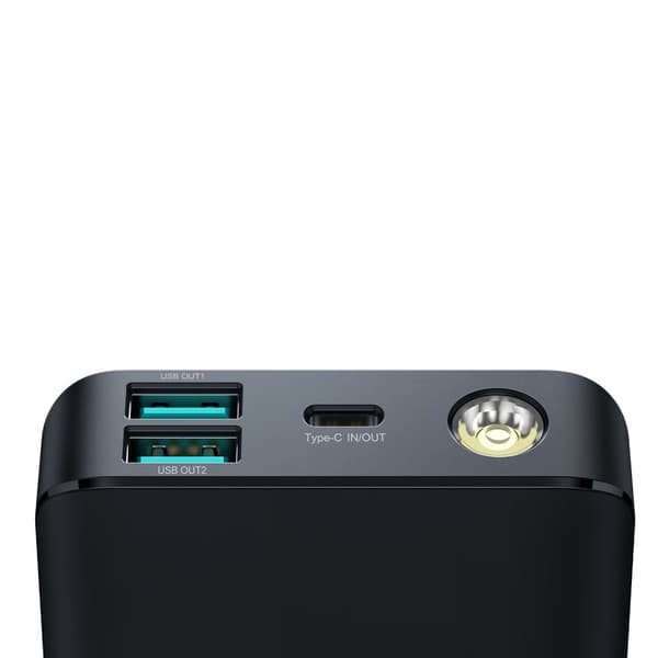2in1 Powerbank 10000mAh 30W LED USB-taskulamppu USB-C musta