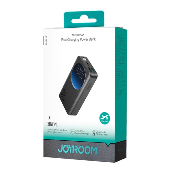 2in1 Powerbank 10000mAh 30W LED USB-taskulamppu USB-C musta
