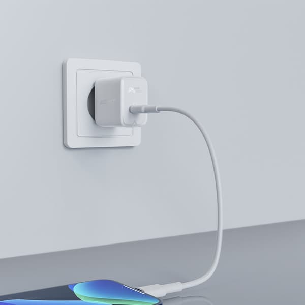 Hurtig USB-C 20W Power Delivery oplader, hvid