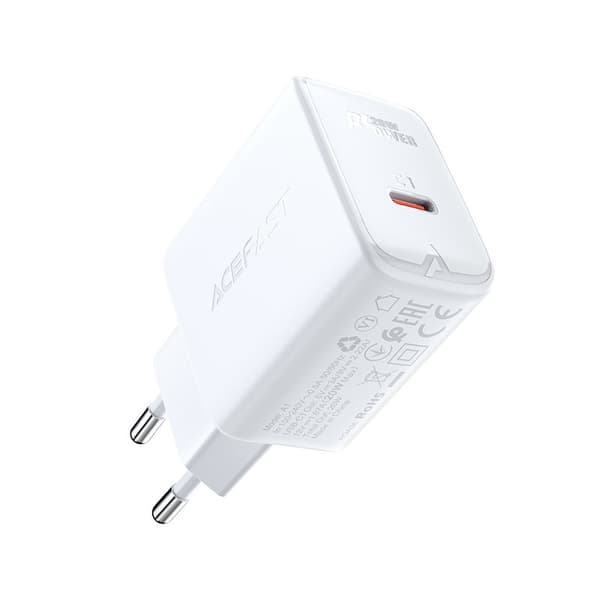 Hurtig USB-C 20W Power Delivery oplader, hvid