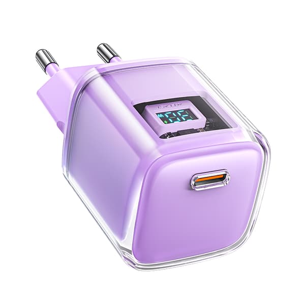 PD 30W GaN3 USB-C nätverksladdare med display, lila