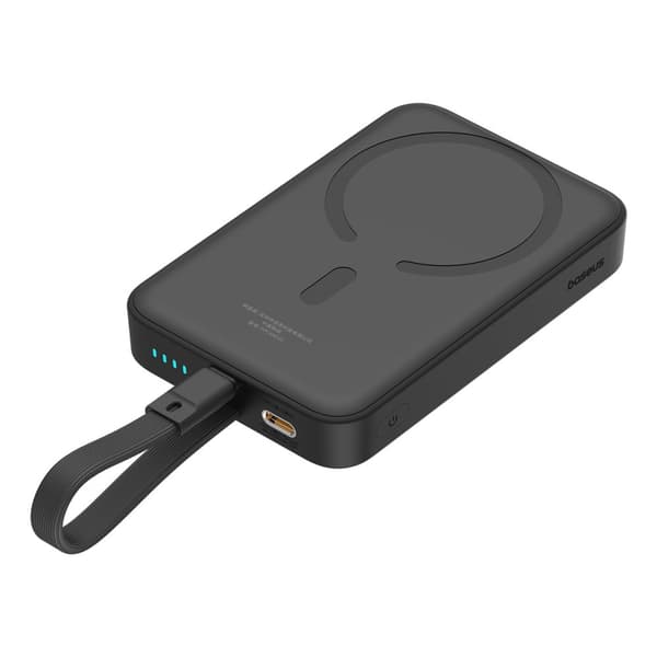 Mini Powerbank MagSafe 10000mAh 20W med Lightning-kabel til iPhone 0,3m sort