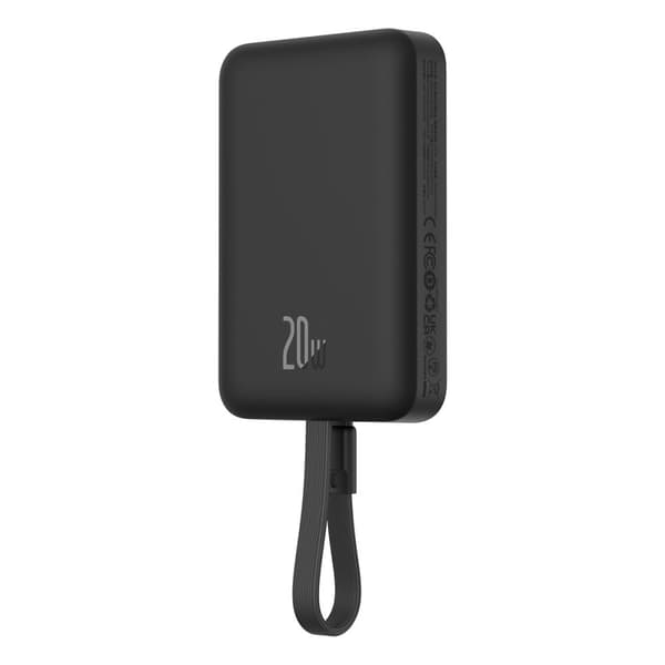 Mini Powerbank MagSafe 10000mAh 20W med Lightning-kabel til iPhone 0,3m sort