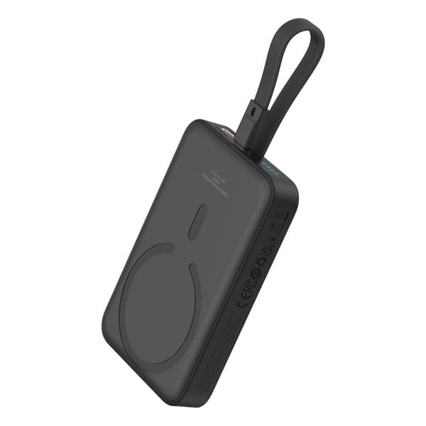 Mini Powerbank MagSafe 10000mAh 20W med Lightning-kabel til iPhone 0,3m sort Sort