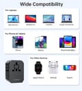 Miniatyrbillede 6 af 6: Universal USB-C Rejseoplader 2x USB-A PD 30W US EU UK AU Stik Sort