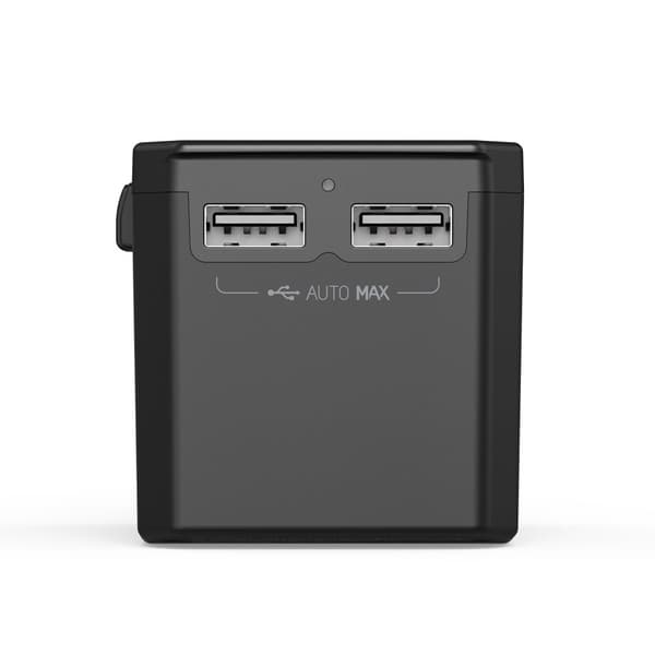 Universal rejseoplader 2x USB-C 2x USB-A PD 45W US EU UK AU Stik Sort