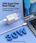 Miniatyrbillede 2 af 6: GaN USB-C PD 30W vægoplader, hvid