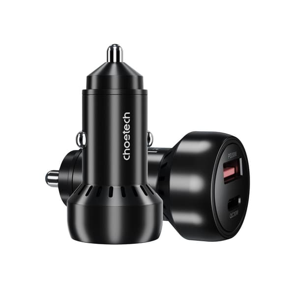 USB-C USB-A PD 60W biloplader med LED-baggrundsbelysning, sort