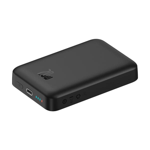 Mini powerbank 10000mAh med induktiv opladning MagSafe 15W PD QC 20W sort