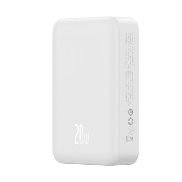 Powerbank Magnetic Mini 20000 mAh 20W + USB-C kabel, hvid