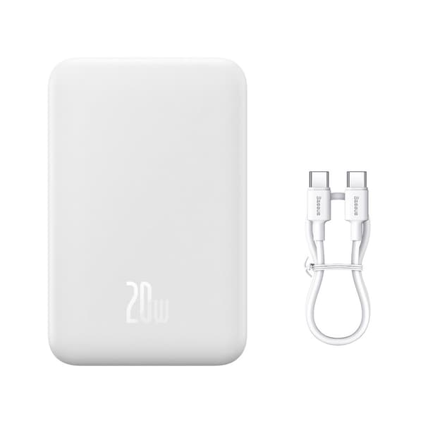 Powerbank Magnetic Mini 20000 mAh 20W + USB-C kabel, hvid Hvid