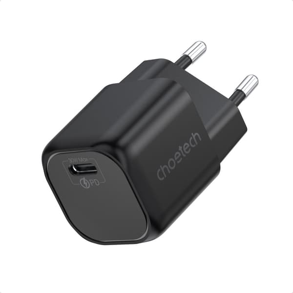 GaN USB Type C PD 30W vægoplader, sort
