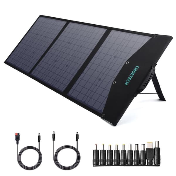 Sammenklappelig solcellelader 120W DC 3 x USB, sort
