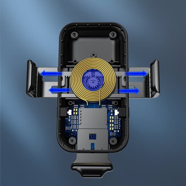 Induktiv oplader med bilholder + magnetspidser, sort