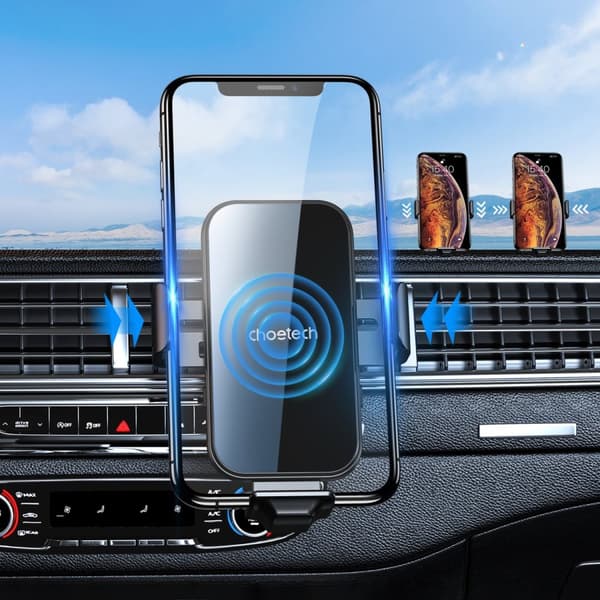 Induktiv oplader med bilholder + magnetspidser, sort