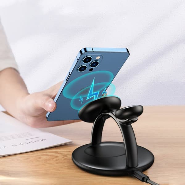 Induktiivinen latausasema iPhone AirPods Pro Apple Watch 3in1 mustalle