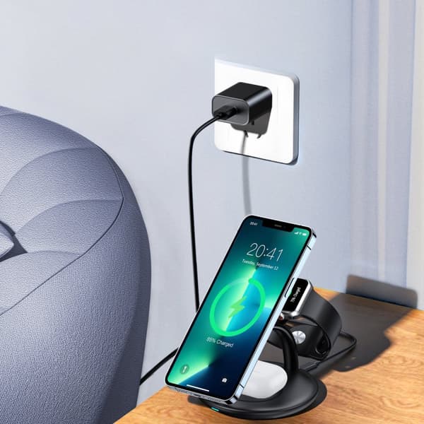 Induktiivinen latausasema iPhone AirPods Pro Apple Watch 3in1 mustalle