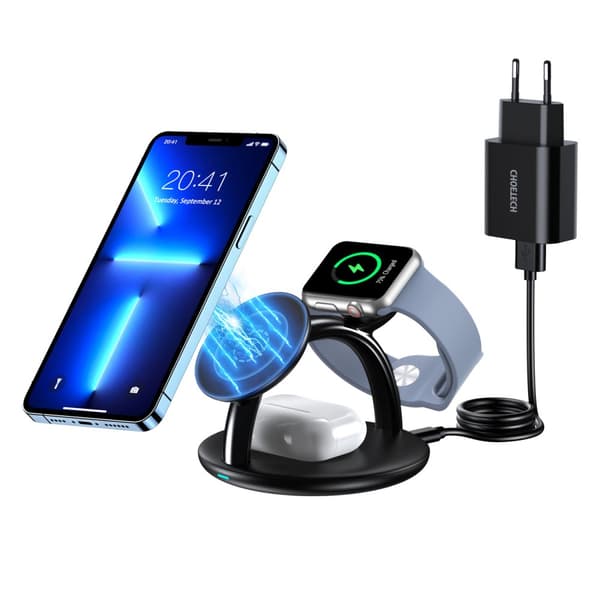 Induktiivinen latausasema iPhone AirPods Pro Apple Watch 3in1 mustalle