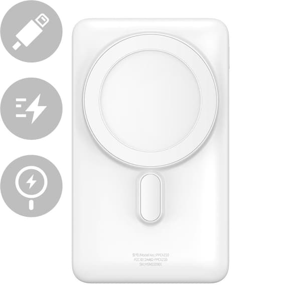Powerbank med MagSafe trådløs opladning 10000mAh 20W USB-C kabel 0,5m hvid Hvid