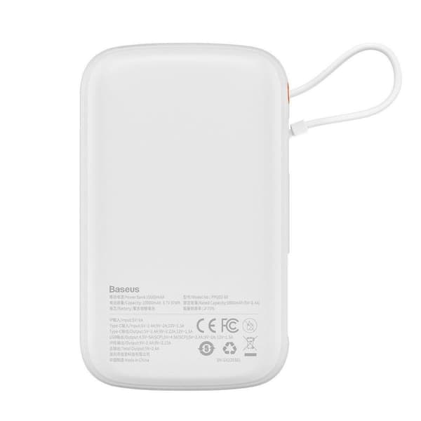 Powerbank med hurtig opladning 10000mAh 20W QC-PD-SCP-FCP kabel Iphone Lynhvid