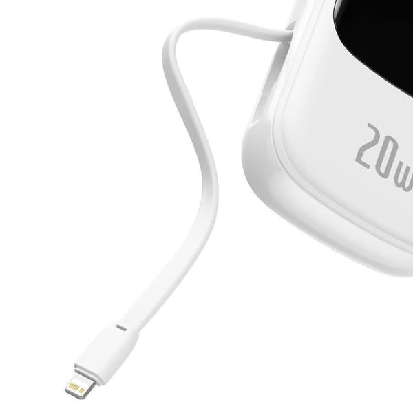 Powerbank med snabbladdning 20000mAh 20W QC-PD-SCP-FCP-kabel Iphone Blixtvit