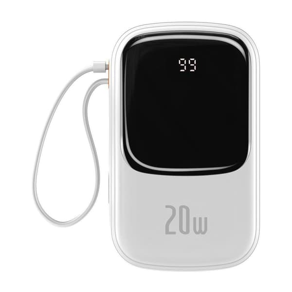 Powerbank med snabbladdning 20000mAh 20W QC-PD-SCP-FCP-kabel Iphone Blixtvit