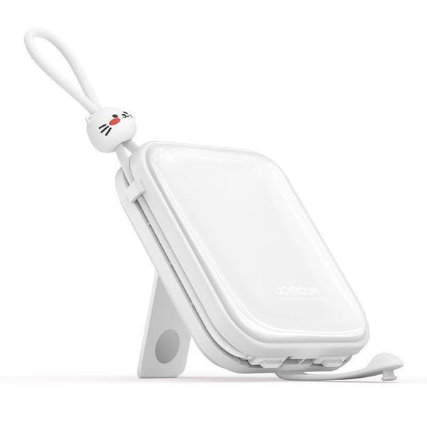 Powerbank med stativ, USB-C-kabel og iPhone Lightning Cutie Series 10000mAh 22,5W hvid