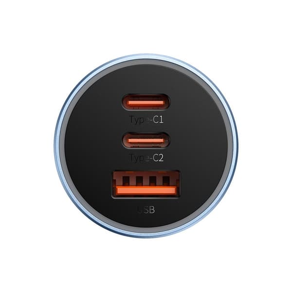 PRO USB-A + 2x USB-C 65W QC4.0 autolaturi - sininen