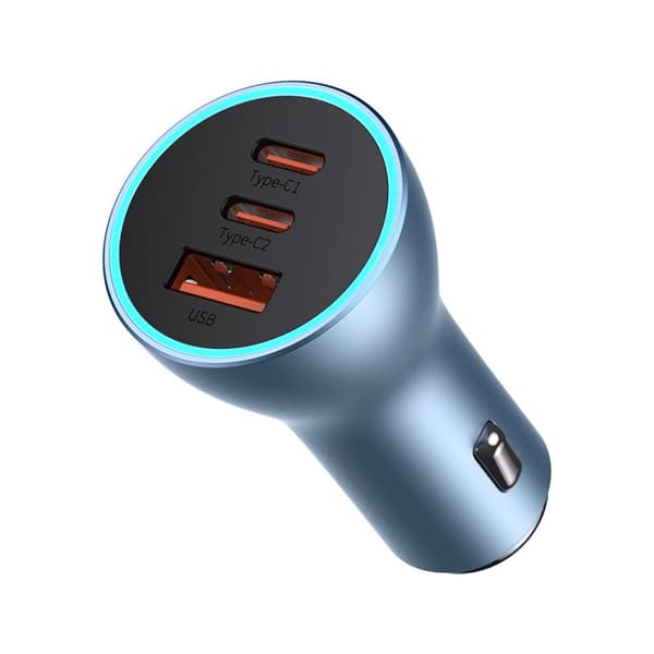 PRO USB-A + 2x USB-C 65W QC4.0 autolaturi - sininen Sininen