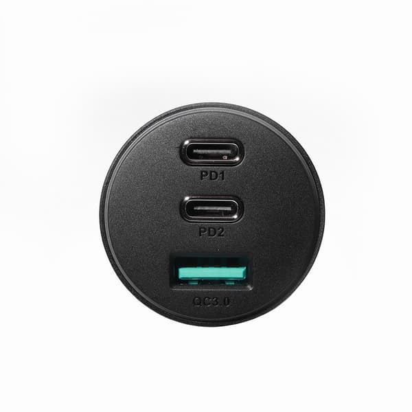 Autolaturi tupakansytyttimelle 3 USB-porttia ja 2x USB-C 70W - musta
