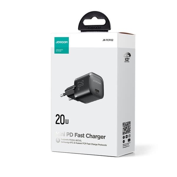 Mini USB-C 20W PD JR-TCF02 telefonoplader - sort