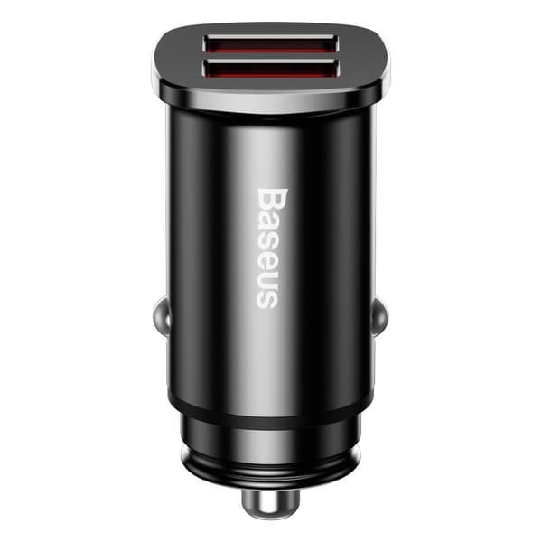 Smart biloplader Firkantet 2x USB QC3.0 Quick Charge 3.0 SCP AFC 30W sort