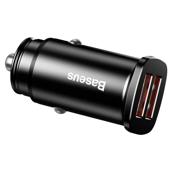 Smart biloplader Firkantet 2x USB QC3.0 Quick Charge 3.0 SCP AFC 30W sort