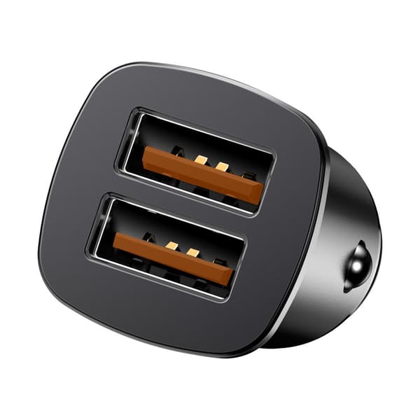 Smart biloplader Firkantet 2x USB QC3.0 Quick Charge 3.0 SCP AFC 30W sort
