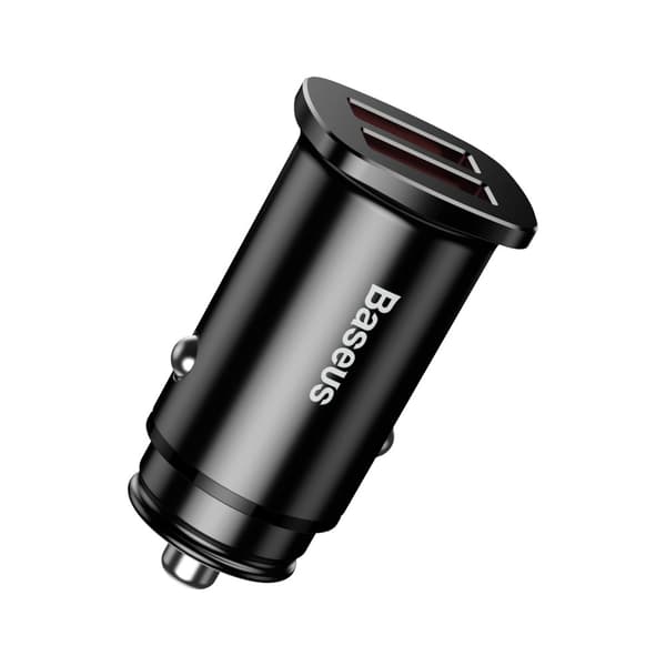 Smart biloplader Firkantet 2x USB QC3.0 Quick Charge 3.0 SCP AFC 30W sort