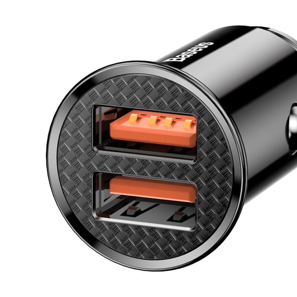 Smart biloplader Cirkulær 2x USB QC3.0 Quick Charge 3.0 SCP AFC 30W sort