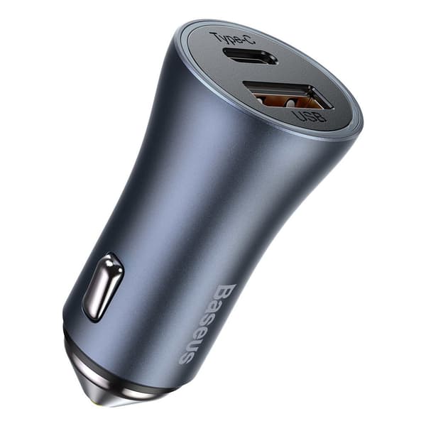 Hurtig USB-C + USB 40W biloplader Golden Contactor Pro grå Grå
