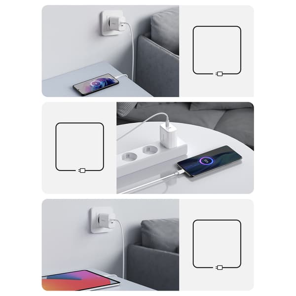 2x USB-C 40W Power Delivery telefonladdare, vit
