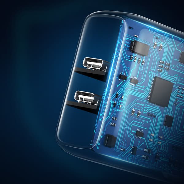 2x USB-C 40W Power Delivery telefonladdare, vit