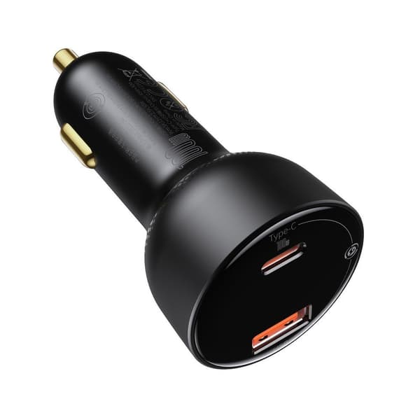 Superme USB hurtig biloplader USB-C PPS QC PD + 1m sort kabel