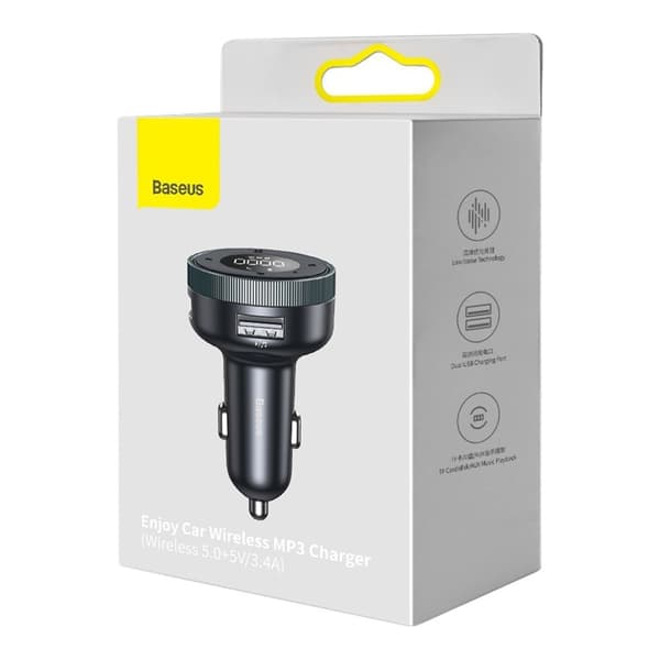 FM-lähetin, MP3-soitin, LED-autolaturi, 2x USB, Bluetooth, musta