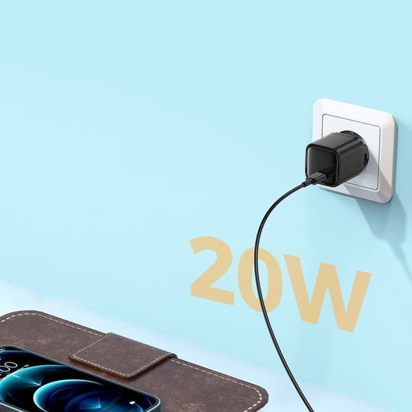 Hurtig USB-C 20W Power Delivery Quick Charge 3.0 AFC oplader, sort