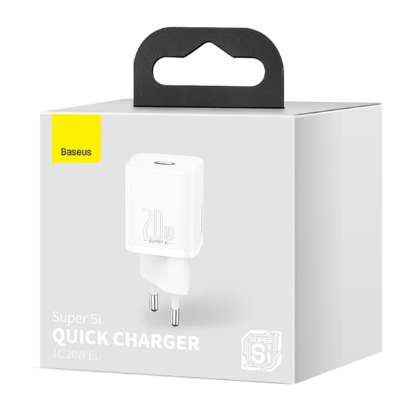 Super Si 1C hurtig telefonoplader USB-C 20W PD hvid