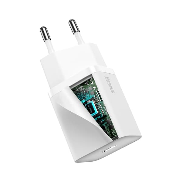Super Si 1C hurtig telefonoplader USB-C 20W PD hvid
