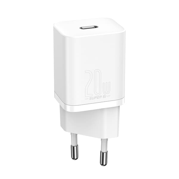 Super Si 1C hurtig telefonoplader USB-C 20W PD hvid Hvid