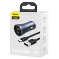 Pikkukuva 5 / 6: Pikaautolaturi 40W PD QC USB-C / USB + USB-C kaapeli harmaa