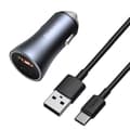 Pikkukuva 1 / 6: Pikaautolaturi 40W PD QC USB-C / USB + USB-C kaapeli harmaa